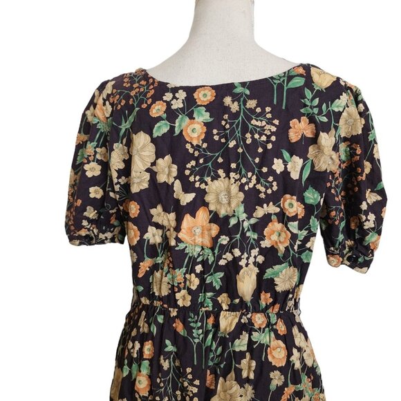 Vintage Women Paganne B Altman & Co Dress Floral Black Retro - Picture 6 of 9